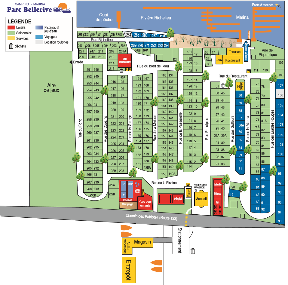 Camping Marina Bellerive SorelTracy Plan du camping